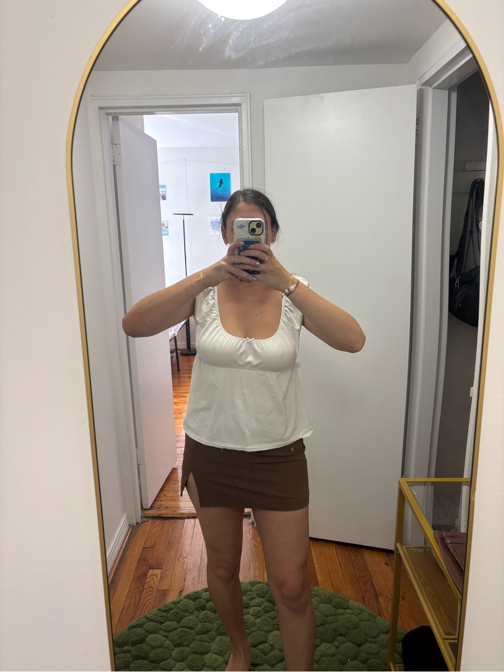 brown mini skirt